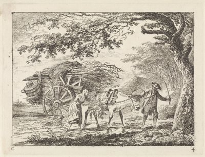 Man and Woman by a Fully Loaded Ox Cart by Gerard van Nijmegen