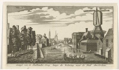View Along the Canal to Amsterdam by Gerardus Condet