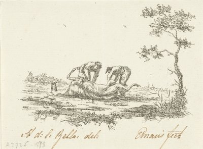 Two Horse Skinners by Gerardus Emaus de Micault (signed by artist)