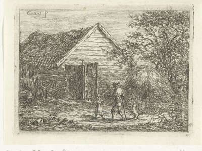 Hunter by a Sod Hut by Gerardus Emaus de Micault
