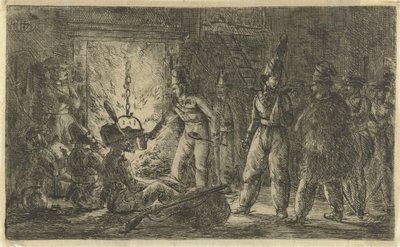 Soldiers by the Fire by Gerardus Emaus de Micault