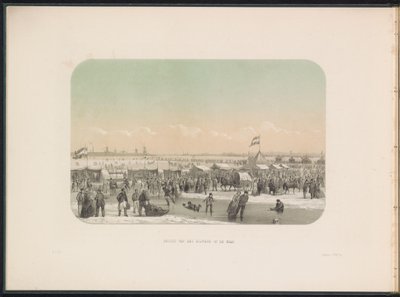 Ice Entertainment on the Maas in Rotterdam, seen from the bulwark, 1855 by Gerardus Johannes Bos