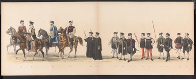 Masquerade of the Leiden Students, 1870 (plate 6) (series title: Costumed Parade Held by the Members of the Leiden Student Corps on June 7, 1870, to Celebrate the 295th Anniversary of the Leiden University, Representing a Visit to Leiden) by Gerardus Johannes Bos