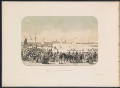 Ice Sailing Yacht Competition on the Maas in Rotterdam, 1855 by Gerardus Johannes Bos