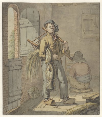 Chair Menders at Work in a Barn by Gerardus Laurentius Keultjes
