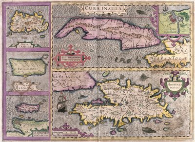 Cuba, Jamaica, Haiti, Puerto Rico (Caribbean) (engraving) by Gerardus Mercator
