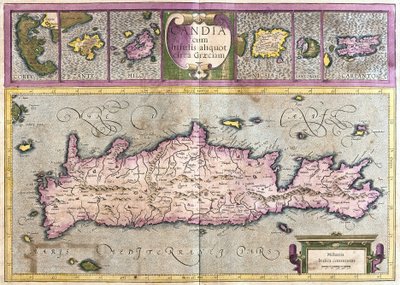 Cyprus and Greek Islands (Corfu, Zante, Milo, Santorini, Karpathos) (engraving) by Gerardus Mercator
