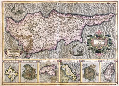 Cyprus and the Islands Stalimini (Lemnos), Chios, Mitilene, Negroponte, Cerigo and Rhodus (engraving) by Gerardus Mercator