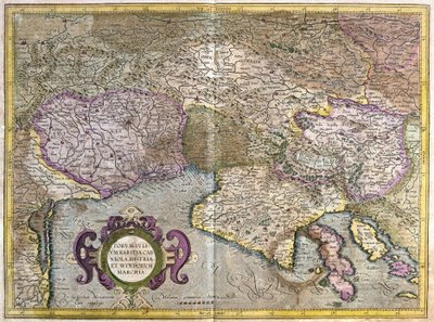 Friuli, Italy - Slovenia (Istria) with the Gulf of Trieste and Balkans (engraving) by Gerardus Mercator