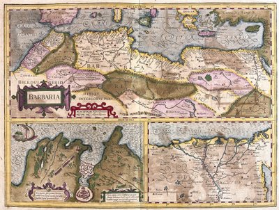 North Africa with siege of Tunis and Nile delta (engraving) by Gerardus Mercator
