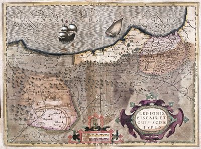 Oviedo, Burgos, Bilbao, Bayonne (Asturias), Spain (engraving) by Gerardus Mercator