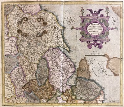 Yorkshire, Lincolnshire, Staffordshire, Nottinghamshire, Leicestershire, Rutland and Norfolk, Great Britain by Gerardus Mercator