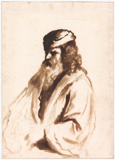 A Bearded Figure Wearing a Turban and Fur Coat, Half Length, Turned to the Right by Gerbrand van den Eeckhout