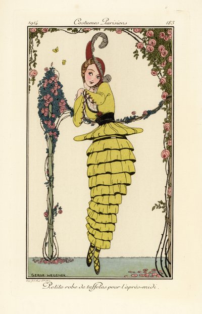 Woman in Yellow Taffeta Afternoon Dress by Gerda Marie Frederike Wegener