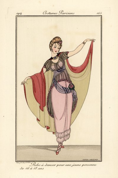 Young Woman in Dancing Dress with Cape by Gerda Marie Frederike Wegener