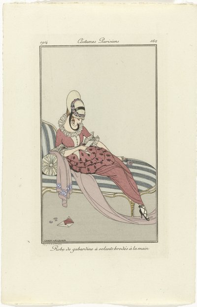 Journal des Dames et des Modes, Costumes Parisiens, 1914, No. 162: Gabardine Dress by Gerda Wegener