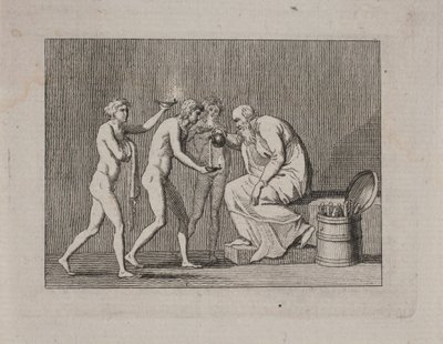 Allegory with Three Young Men and an Old Man in Antique Dress by Gerhard Ludvig Lahde