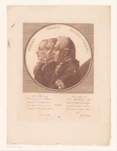 Portraits of Shields, Obrien and Benzelstierna by Gerhard Ludwig Lahde