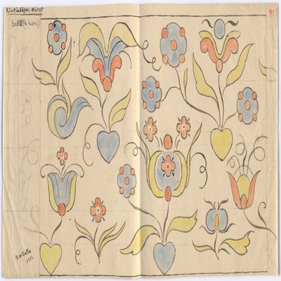 Oslo Museum of Decorative Arts: Hall I (to the Street). Sheet No. 11 by Gerhard Munthe