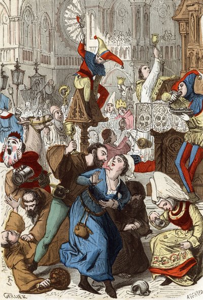 Fools Day outside Notre Dame cathedral in Paris by Gerlier Gerlier