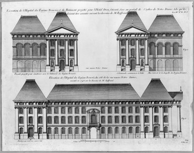 Elevation of the Hopital des Enfants Trouves, engraved by Pierre Patte by Germain Boffrand