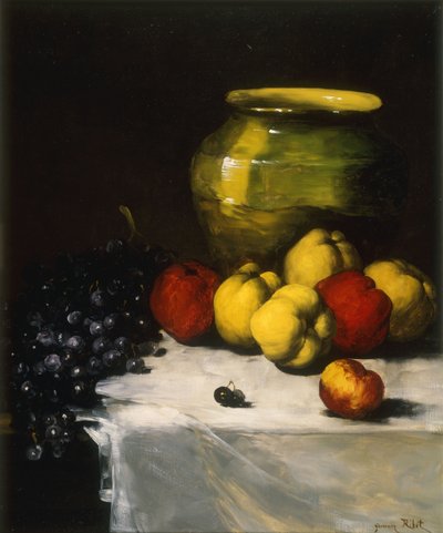 A Still Life with Apples and Grapes by Germain Ribot