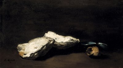 On a Table, Oysters, Two Mussels and a Snail by Germain Ribot