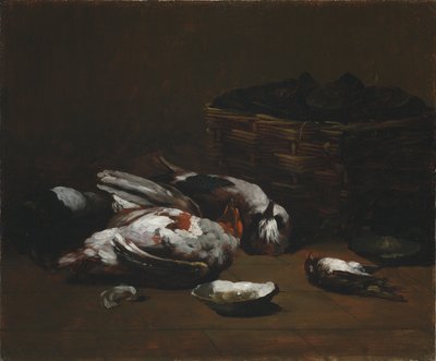 Still Life with Dead Birds and a Basket of Oysters by Germain Ribot