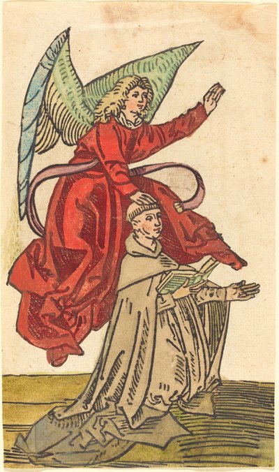 A Monk with an Angel by German 15th Century