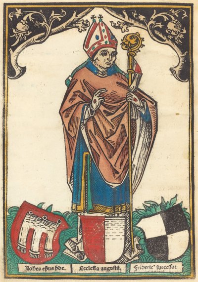 Bishop of Augsburg with Three Coats of Arms by German 15th Century