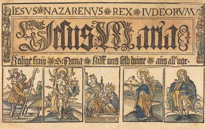 Saint Anne, The Madonna and Child and Saints Christopher, Sebastian, Clara and Roche by German 15th Century