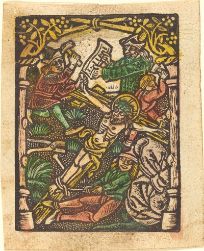 Christ Nailed to the Cross by German 15th Century or Master of the Meshed Background