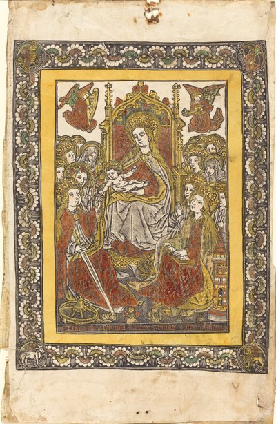 The Madonna Enthroned with Eighteen Holy Women by German 15th Century or Master with the Mountain Like Clouds