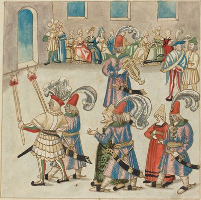 Two Dancing Couples Led by Torch-bearing Knights by German 16th Century