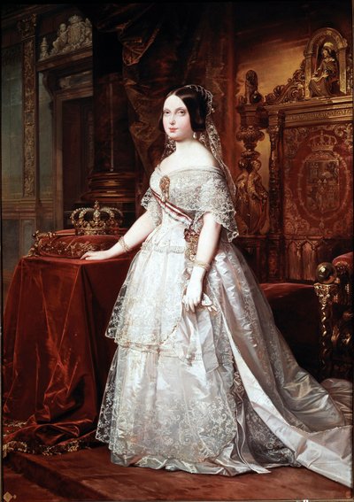 Portrait of the Queen of Spain Isabelle de Bourbon II by German Hernandez Amores