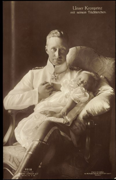 Crown Prince Friedrich Wilhelm with daughter, Liersch 7518 by German Photographer