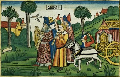 2 Samuel 6:1-5 David brings the Ark to Jerusalem, from the Nuremberg Bible by German School