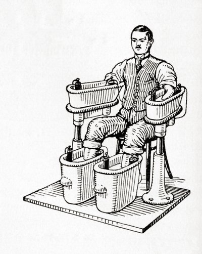 A 19th Century Galvanic Bath or Schnee Four Cell Bath, from Meyers Lexicon, pub. 1927 by German School