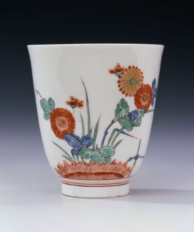 A Bottger Kakiemon flared beaker painted with chrysanthemum and grasses, c.1725 by German School