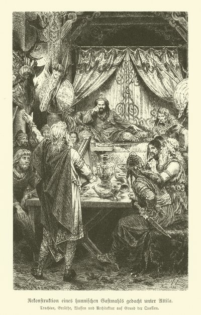 A Hun Feast of the Time of Attila by German School