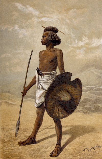 A Nubian warrior, from The History of Mankind, Vol.III, by Prof. Friedrich Ratzel, 1898 by German School