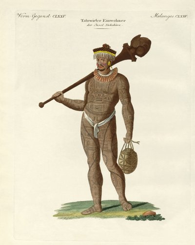A Nukahiwan with Bat and Calabashes by German School