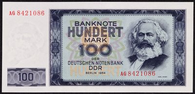 A one hundred mark banknote, 1964 by German School