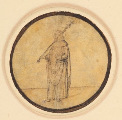 A roundel depicting St Louis of France holding a sceptre over his right shoulder by German School