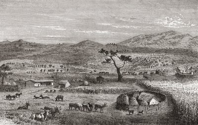 A Settlement in Kouihara, West Africa, illustration from 