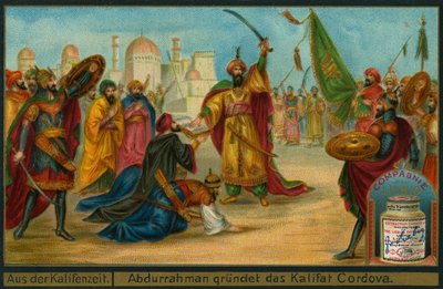 Abd-ar-Rahman III proclaims himself Caliph of Cordoba, Liebig Card by German School