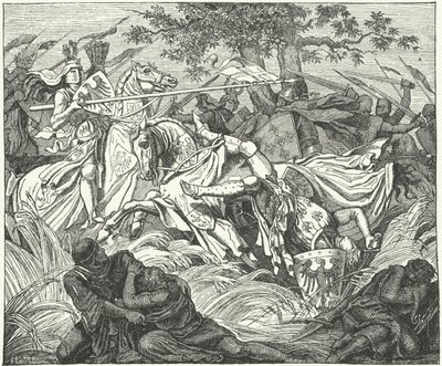 Adolph of Germany falls at the Battle of Golheim by German School