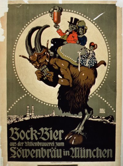 Advertisement for Bock Beer from Lowenbrau Brewery, Munich by German School