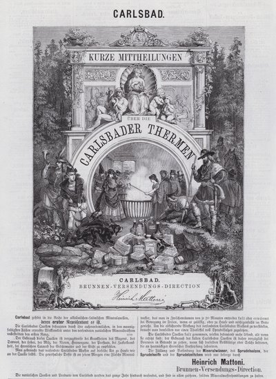 Advertisement for Mattoni mineral water and other products from the spa at Carlsbad (Karlovy Vary), Bohemia by German School