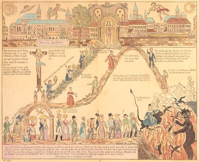 Allegorical Depiction of Christian and Earthly Life, Published by G.N. Benner, Nuremberg, c.1830 by German School